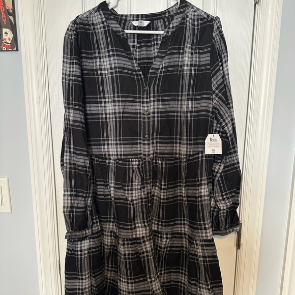 Dresses & Skirts - Black flannel style dress xxl nwt